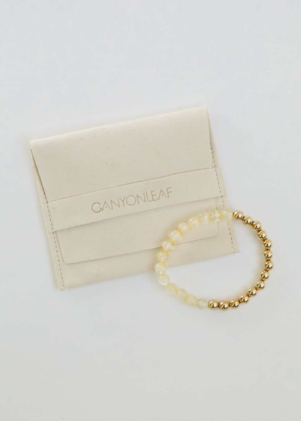 Citrine Gemstone + 14K Gold Filled Beaded Stretch Bracelet