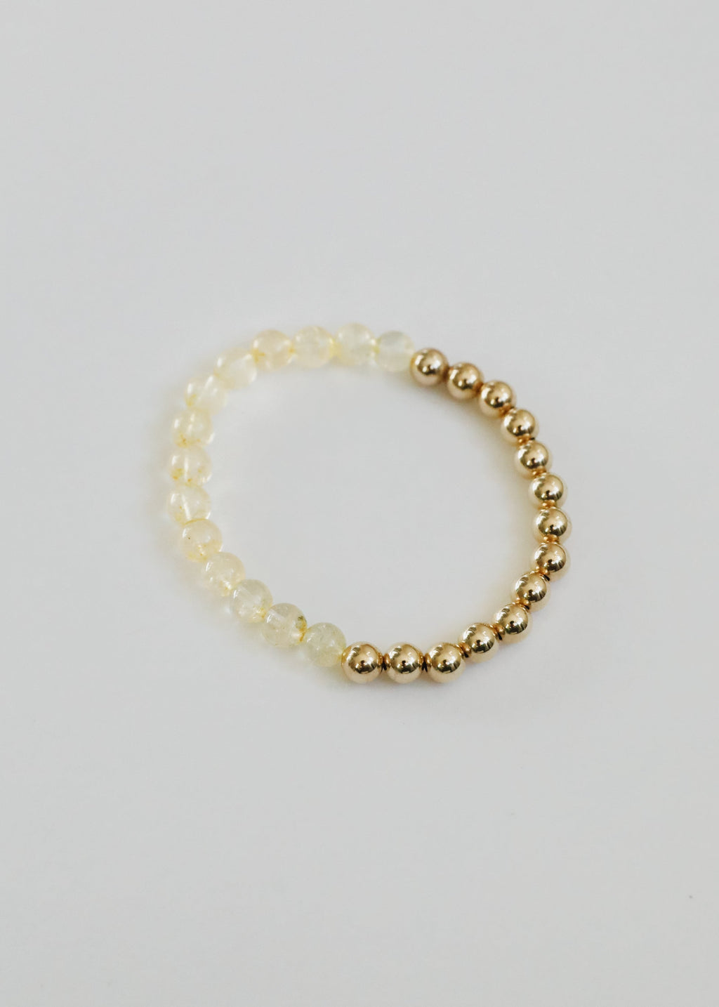 Citrine Gemstone + 14K Gold Filled Beaded Stretch Bracelet