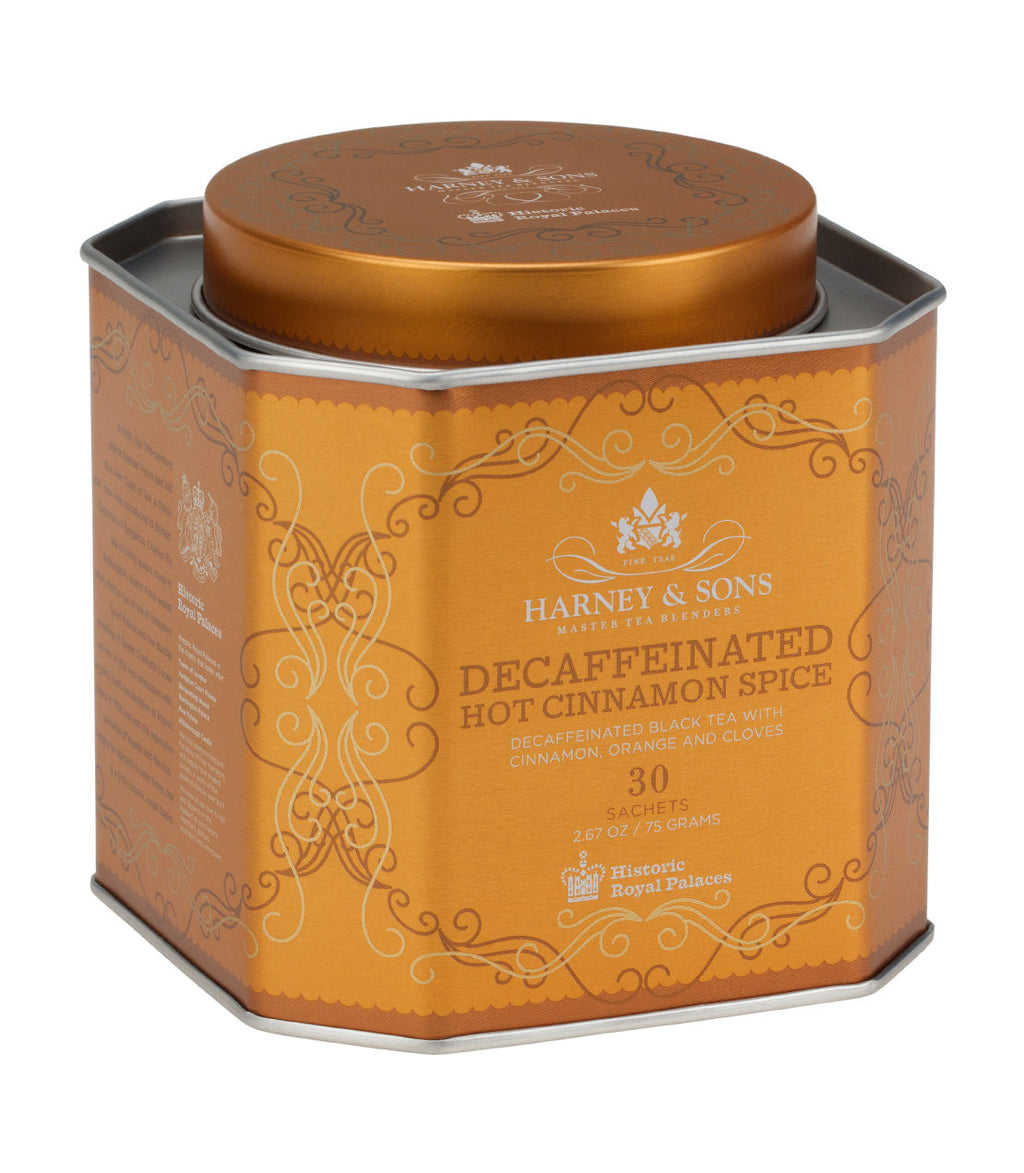 Decaf Hot Cinnamon Spice Tea, HRP Tin of 30 Sachets